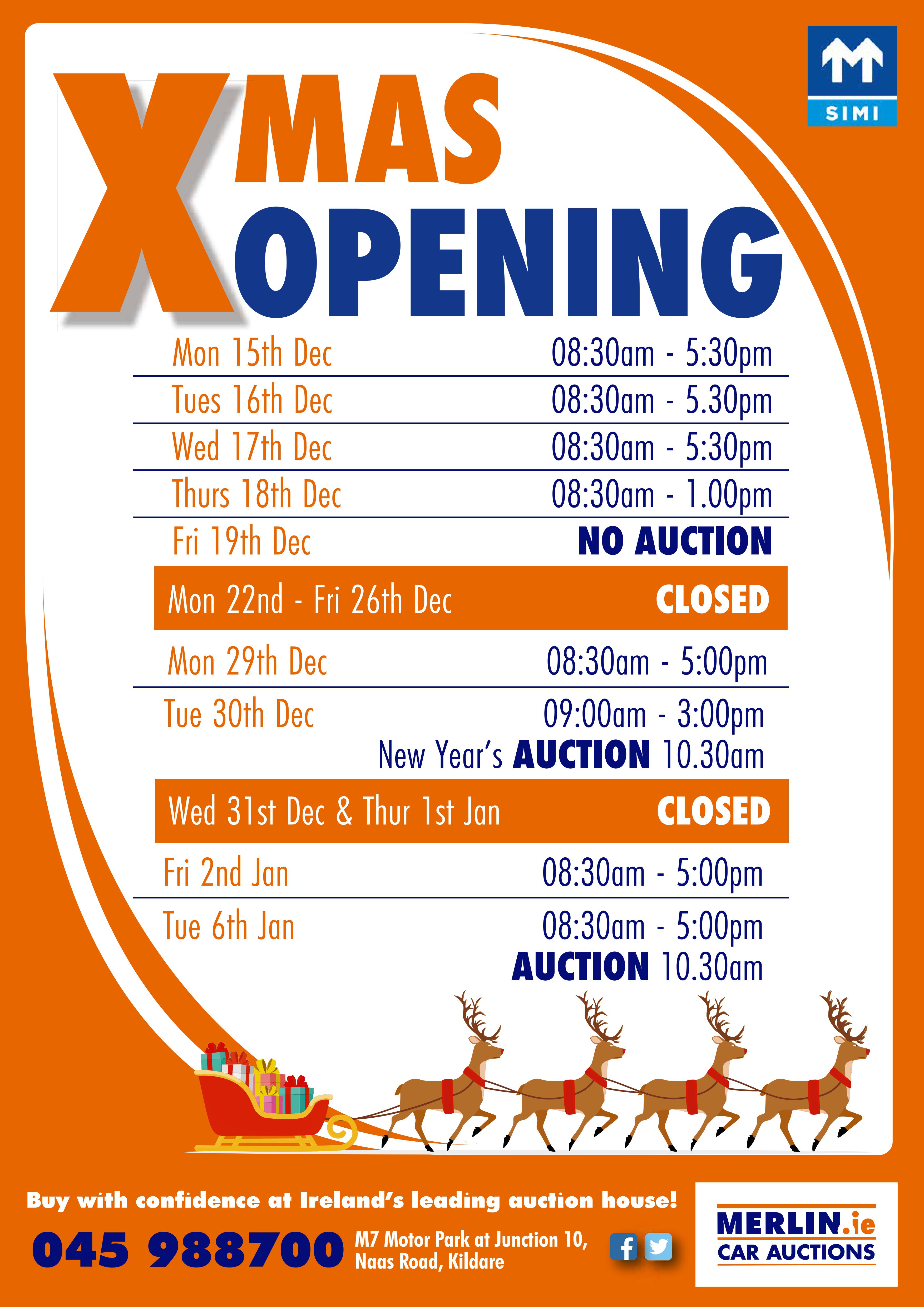 Christmas opening hours banner